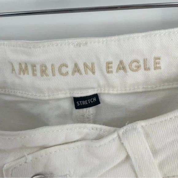 NWT American Eagle White Stretch Denim 5 Pocket Mom Jeans Casual Cotton Blend - Picture 4 of 13